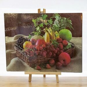 Anchor Hocking Glass Cutting Board Tempered Glass Server Fruit Basket 12x15 in